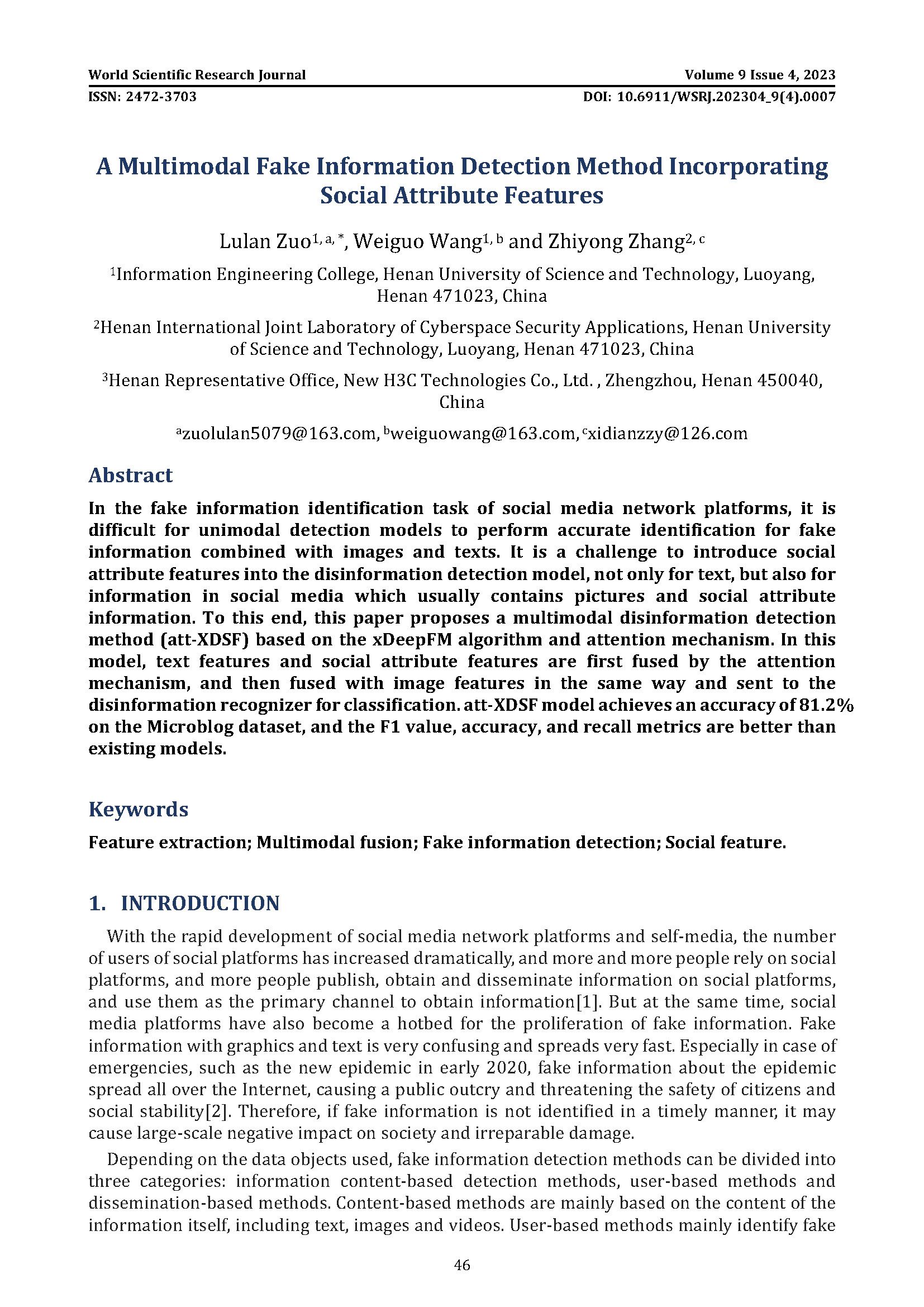 首页－A Multimodal Fake Information Detection Method Inco