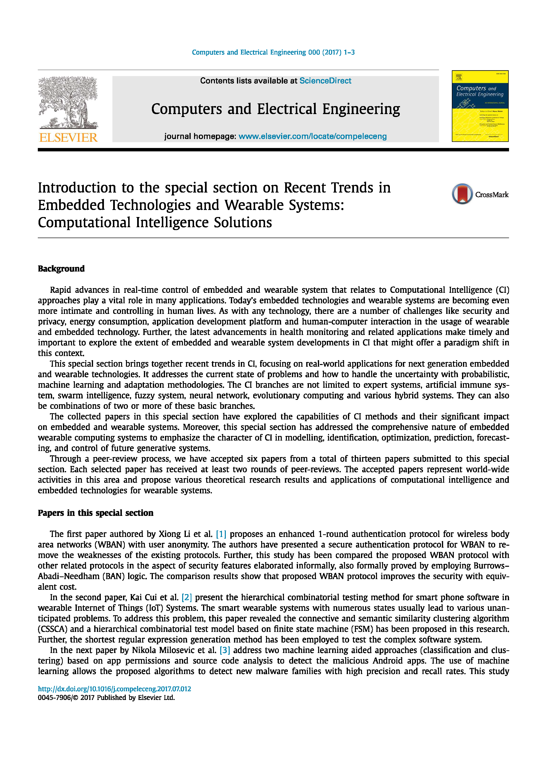 Introduction to the special section on Recent Trends in Embe